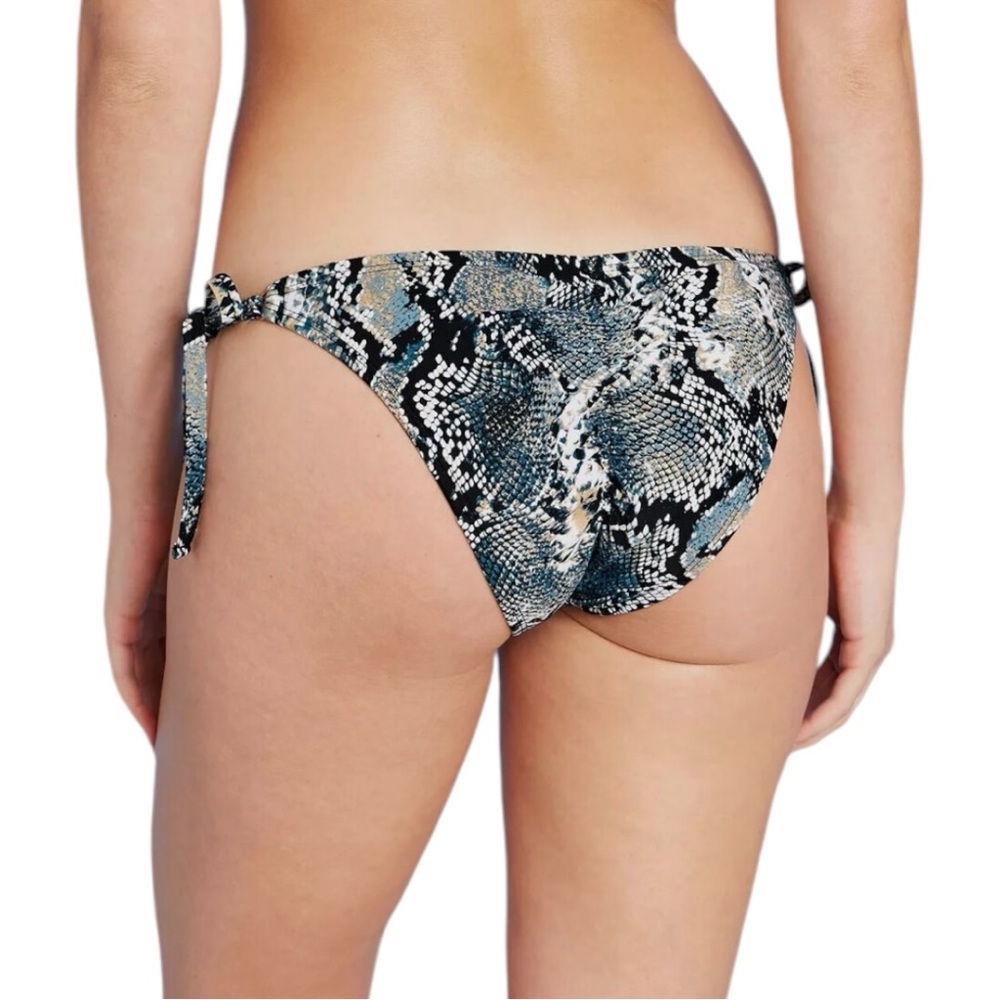 Shade & Shore Women's Side-Tie Cheeky Bikini Bottom Blue Snake Print Sz L(12-14) - Picture 2 of 7